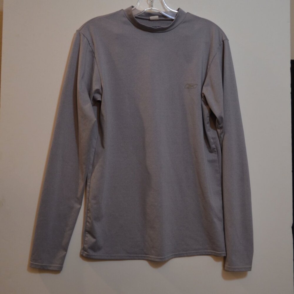 REEBOK Play Activewear Turtle-Neck Long Sleeves Solid Gray Lady's Tee L
